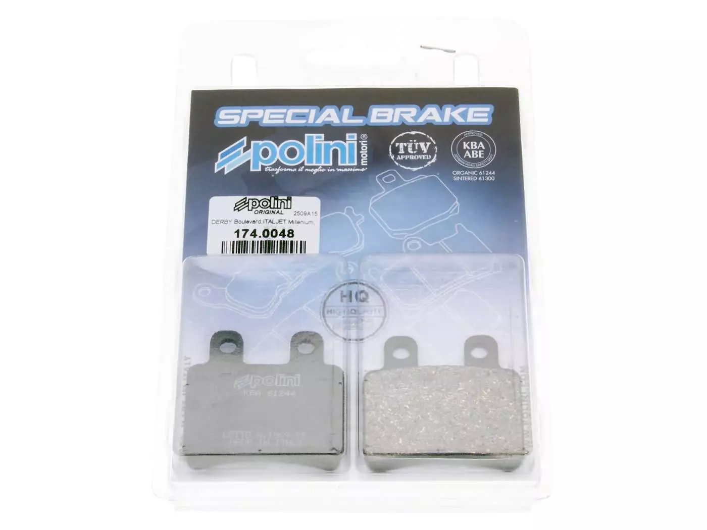 Brake Pads Polini Organic For Italjet Jet Set, Peugeot Elystar, Yamaha DT