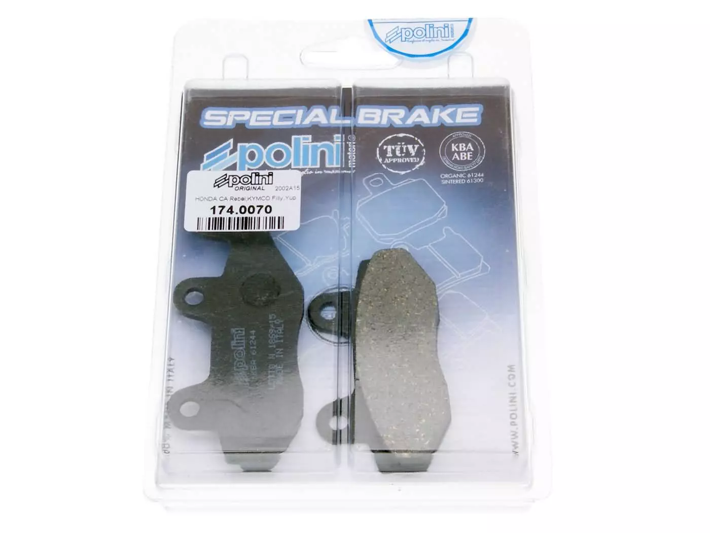 Brake Pads Polini Organic For Kymco, Peugeot