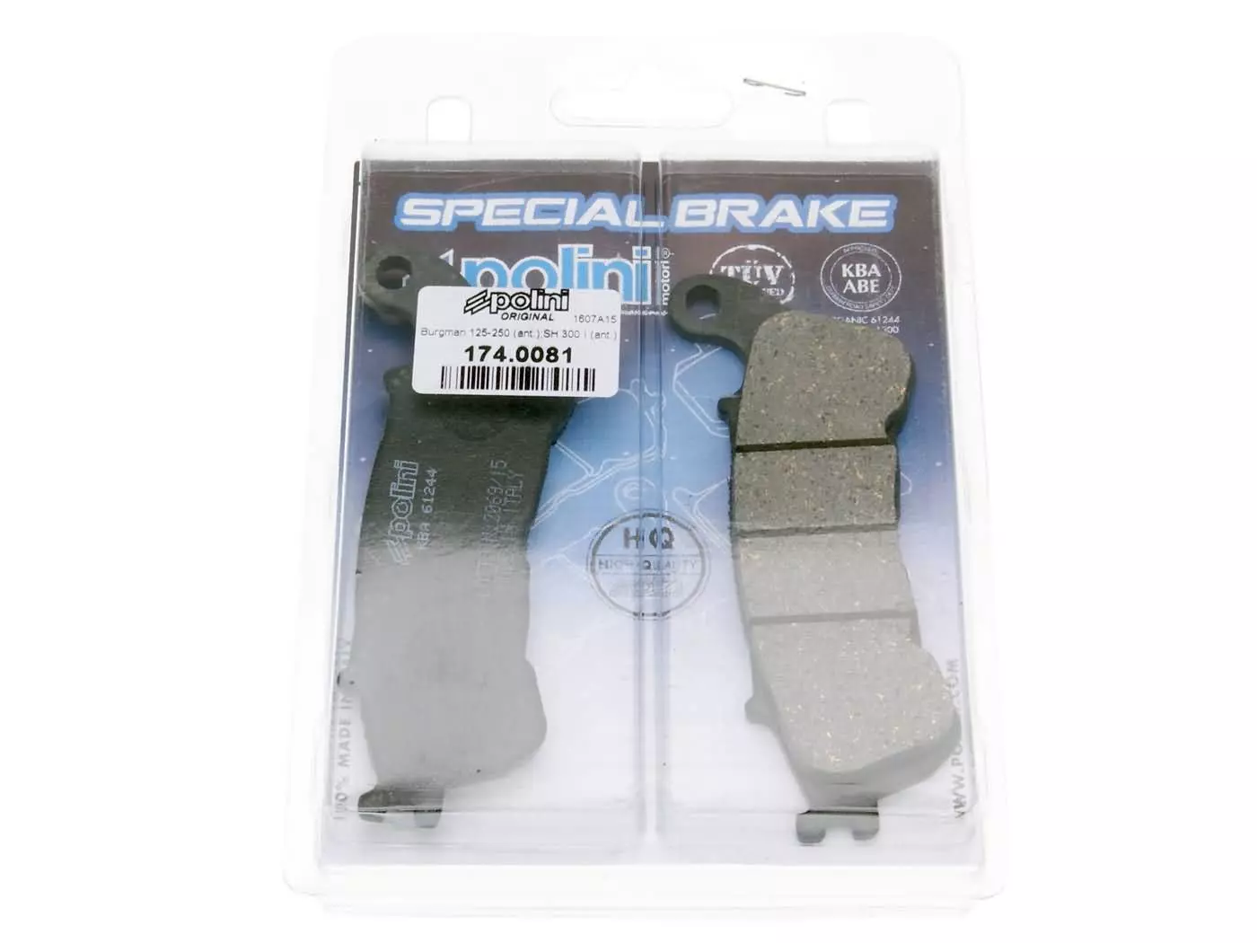 Brake Pads Polini Organic For Honda Forza, S-Wing FES, Suzuki Burgman, Sixteen