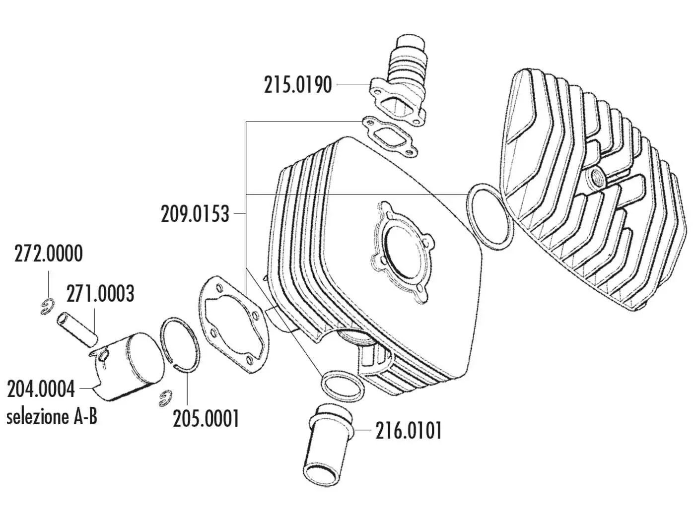 Piston Kit Polini Series 6000 48mm (C) For Sachs Mopeds