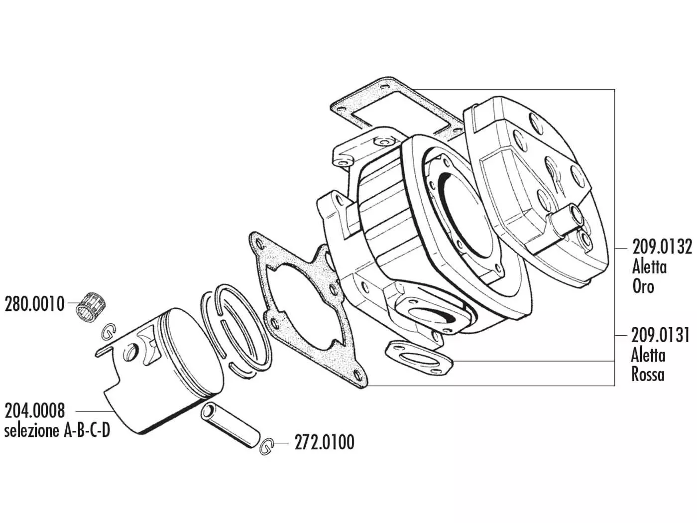 Piston Kit Polini 165cc 64mm (C) For Cagiva 125 2T LC