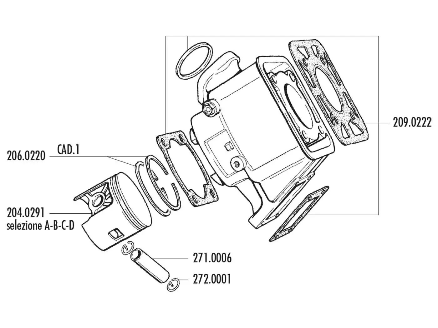 Piston Kit Polini 100cc 55mm (A) For Yamaha DT 80 LC