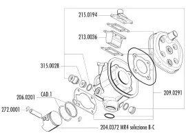 Piston Kit Polini 70cc 47mm (B) For Malaguti Dune 50, Minarelli MR4