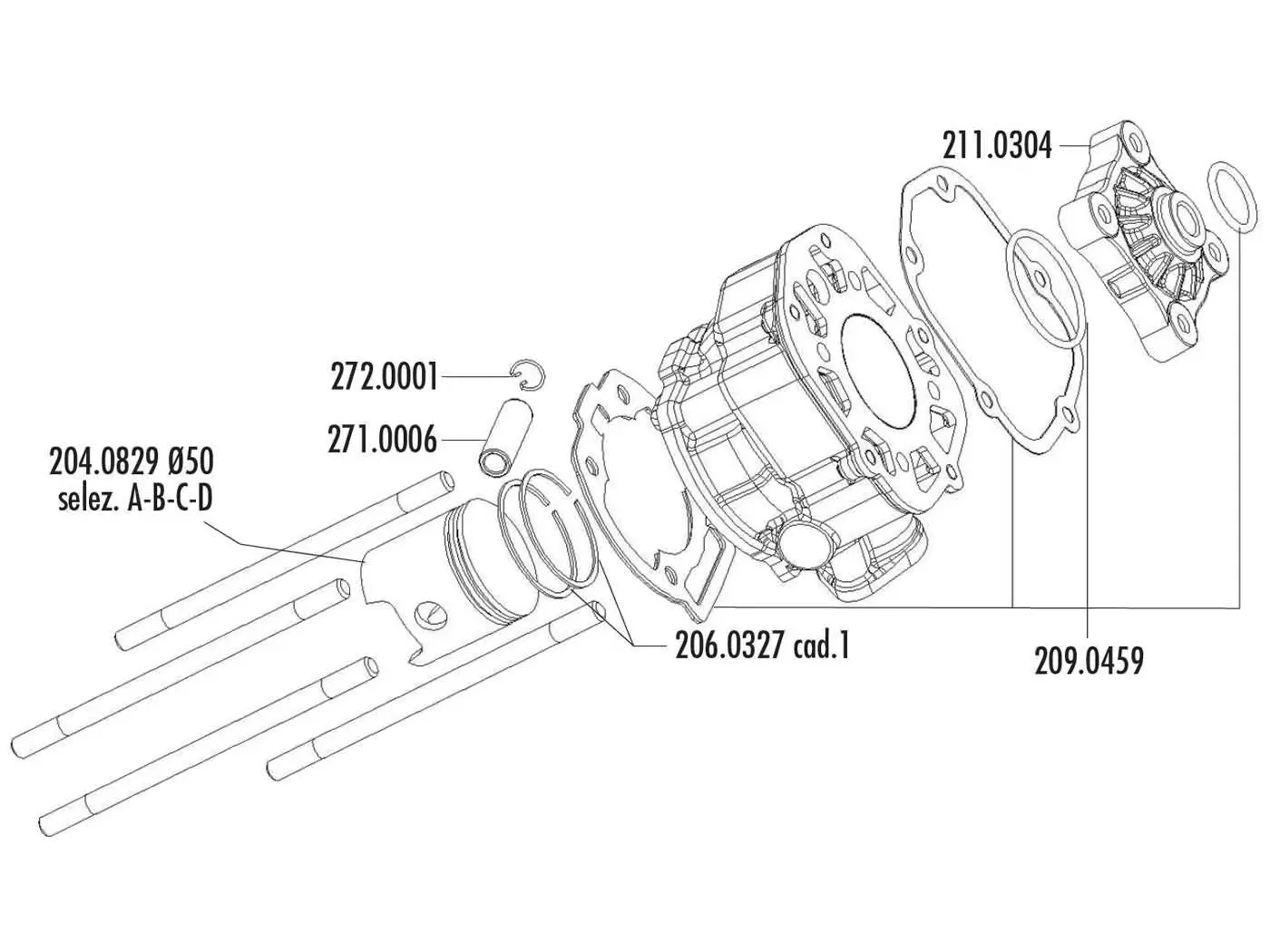 Cylinder Gasket Set Polini Racing 80cc For Piaggio / Derbi Engine D50B0