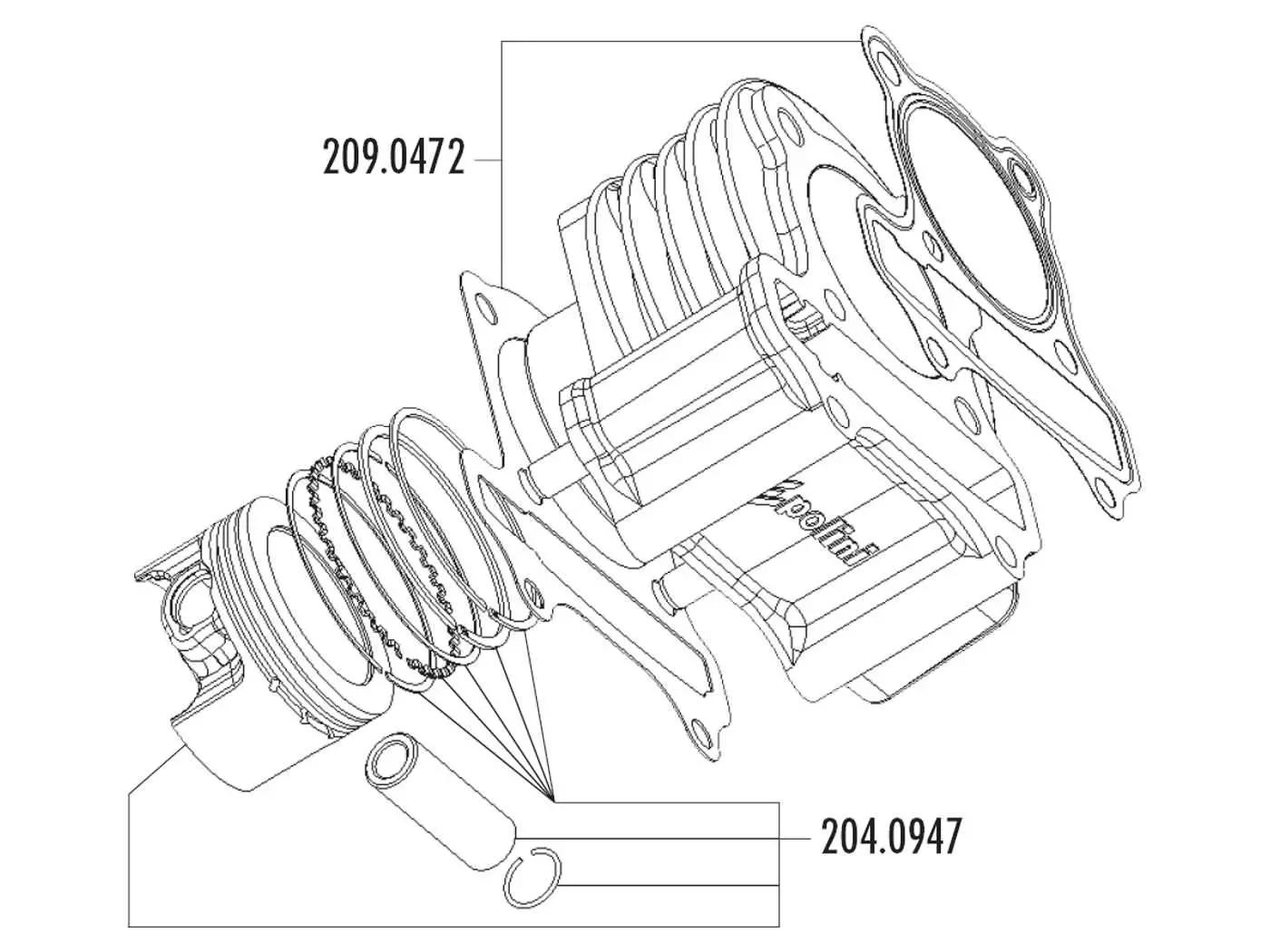 Cylinder Gasket Set Polini 221cc 69mm For LML 200 4T (carburetor Model)