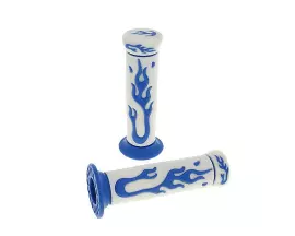 Handlebar Rubber Grip Set Flame White, Blue