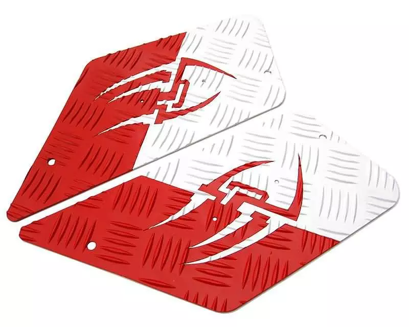 Foot Plates Opticparts DF Style 16 White / Red Aluminium For CPI, Keeway