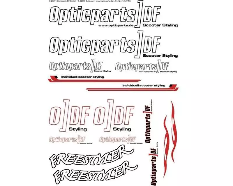 Sticker Set Opticparts DF DIN-A3 Transparent - Universal