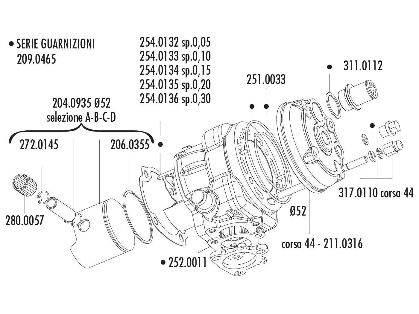 Inner O-ring Cylinder Head Polini Big Evolution 94cc 52mm For Minarelli LC, LC Piaggio