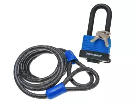 Steel Security Cable Looped Silverline Incl. Padlock 1.8m X 8mm