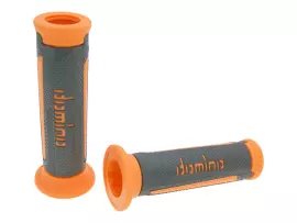 Handlebar Grip Set Domino A350 On-road Anthracite Grey / Orange Open End Grips