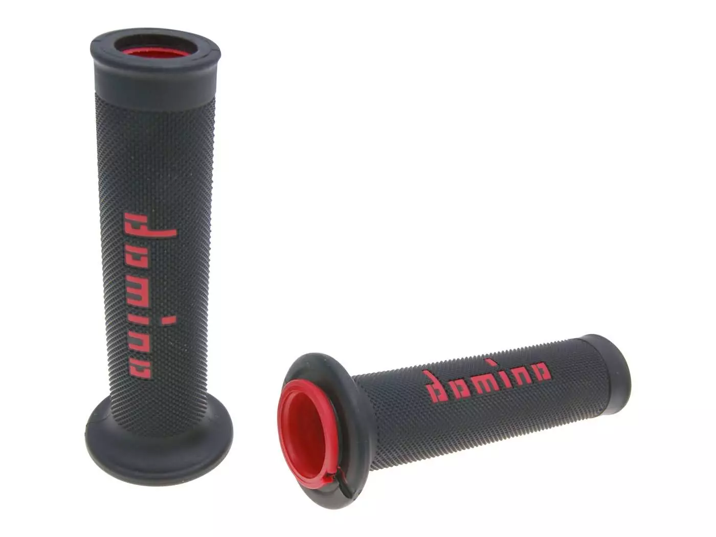 Handlebar Grip Set Domino A010 On-road Black / Red Open End Grips