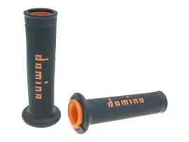 Handlebar Grip Set Domino A010 On-road Black / Orange Open End Grips