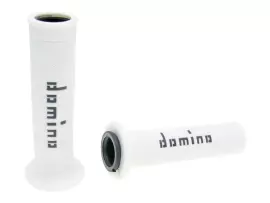 Handlebar Grip Set Domino A010 On-road White / Black Open End Grips