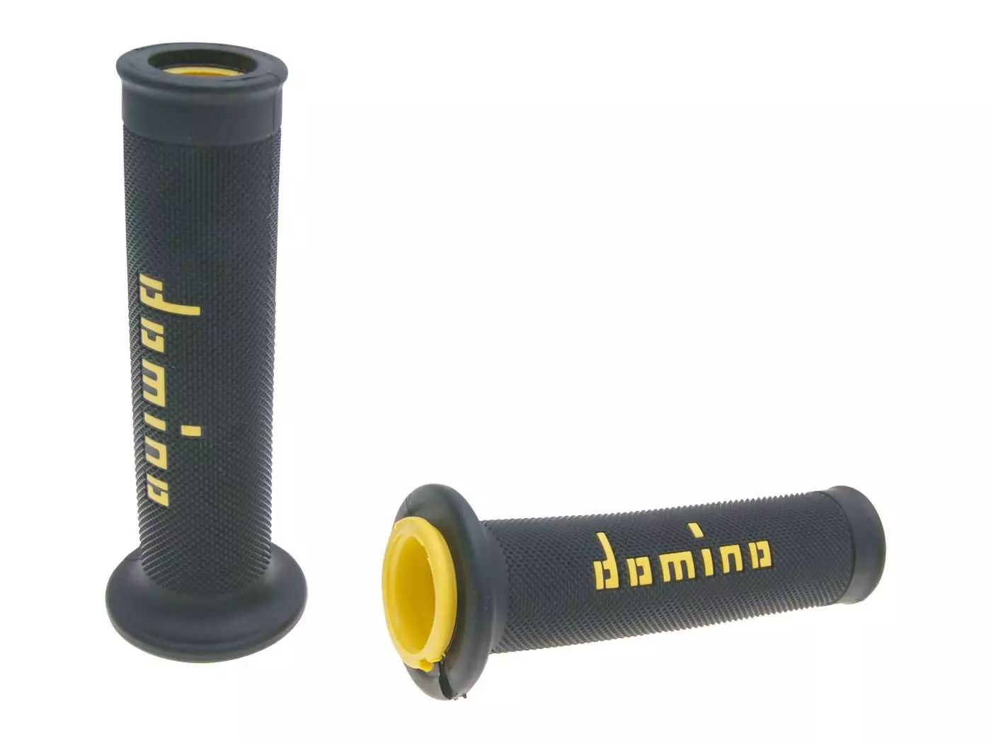 Handlebar Grip Set Domino A010 On-road Black / Yellow Open End Grips