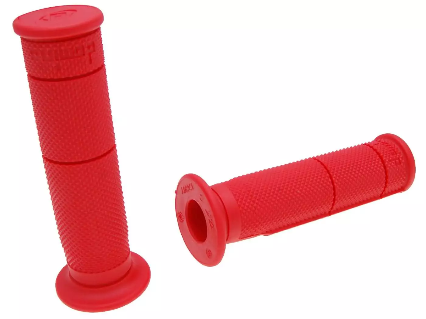 Handlebar Rubber Grip Set Domino Half Waffle Quad, ATV Thumb Throttle 22/22mm - Red