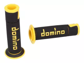 Handlebar Grip Set Domino A450 On-road Racing Black / Yellow Open End Grips