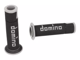 Handlebar Grip Set Domino A450 On-road Racing Black / Grey Open End Grips