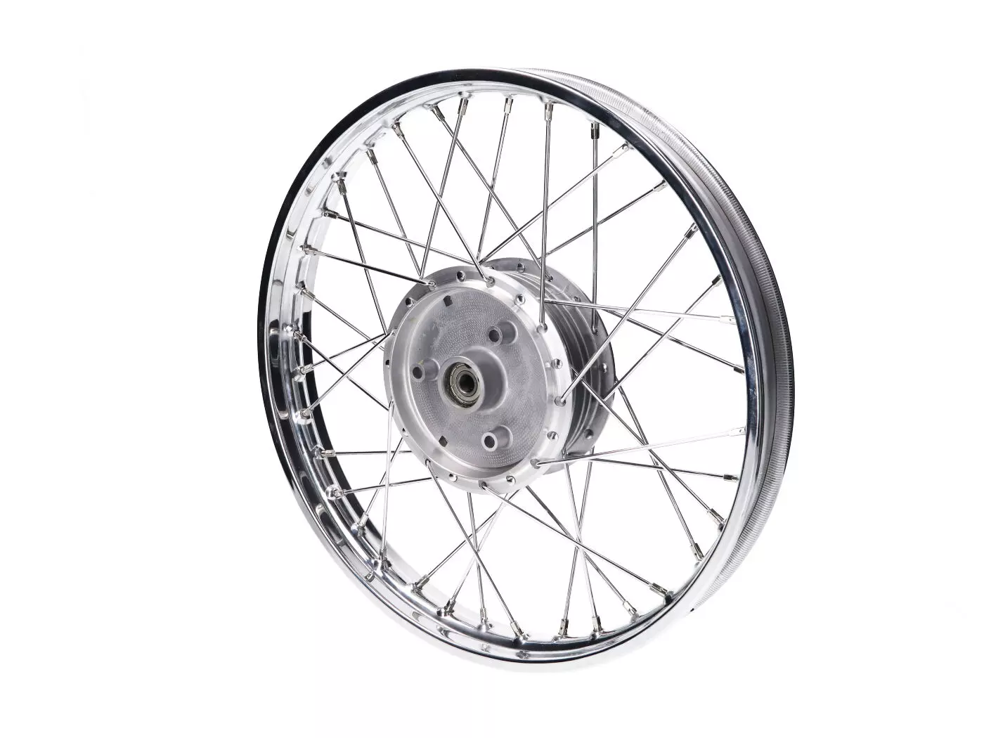 Spoke Wheel 1.60 X 16 Inch Chromed Steel For Simson KR51/1, KR51/2 Schwalbe, S50, S51, S53, S70, S83, SR4-1 Spatz, SR4-2 Star, SR4-3 Sperber, SR4-4 Habicht, Duo