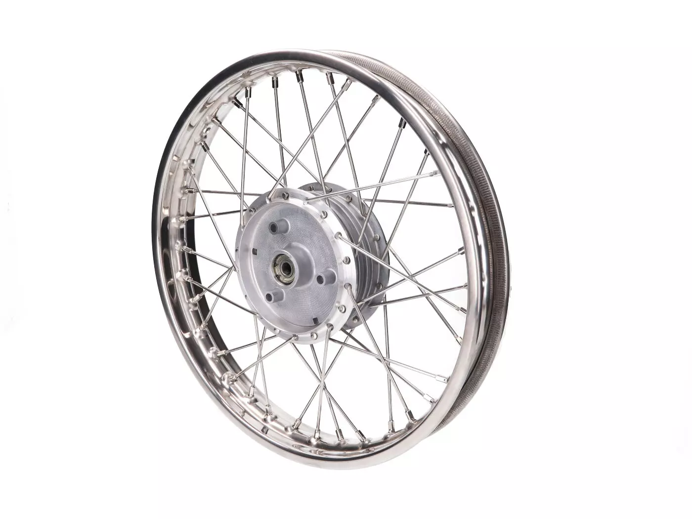 Spoke Wheel 1.60 X 16 Inch Stainless Steel For Simson KR51/1, KR51/2 Schwalbe, S50, S51, S53, S70, S83, SR4-1 Spatz, SR4-2 Star, SR4-3 Sperber, SR4-4 Habicht, Duo