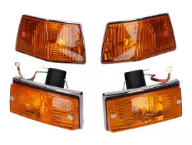 Indicator Light Set Complete Front And Rear, Orange For Vespa PX 125-200, Vespa T5
