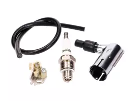 Spark Ignition Set W/ Spark Plug, Connector, Braker Contact, Cable For Simson S50, S51, Schwalbe, Sperber, Star, Habicht, Spatz