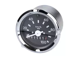 Speedometer Pulsotronic 100km/h Round Shape 60mm W/ LED For Simson S50, S51, S53, S70, S83, KR51/1, KR51/2 Schwalbe, SR4-1 Spatz, SR4-2 Star, SR4-3 Sperber, SR4-4 Habicht