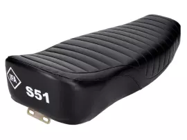 Seat Enduro Two-seat Pleated Black W/ IFA S51 Logo For Simson S51