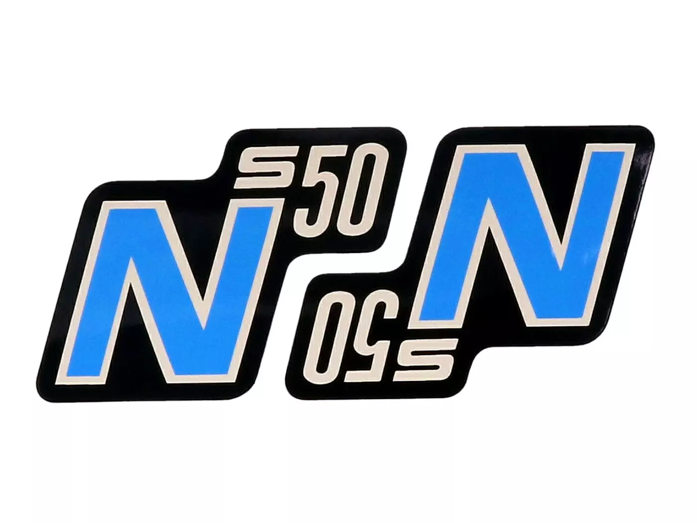 Logo Foil / Sticker S50 N Black-light-blue 2 Pieces For Simson S50