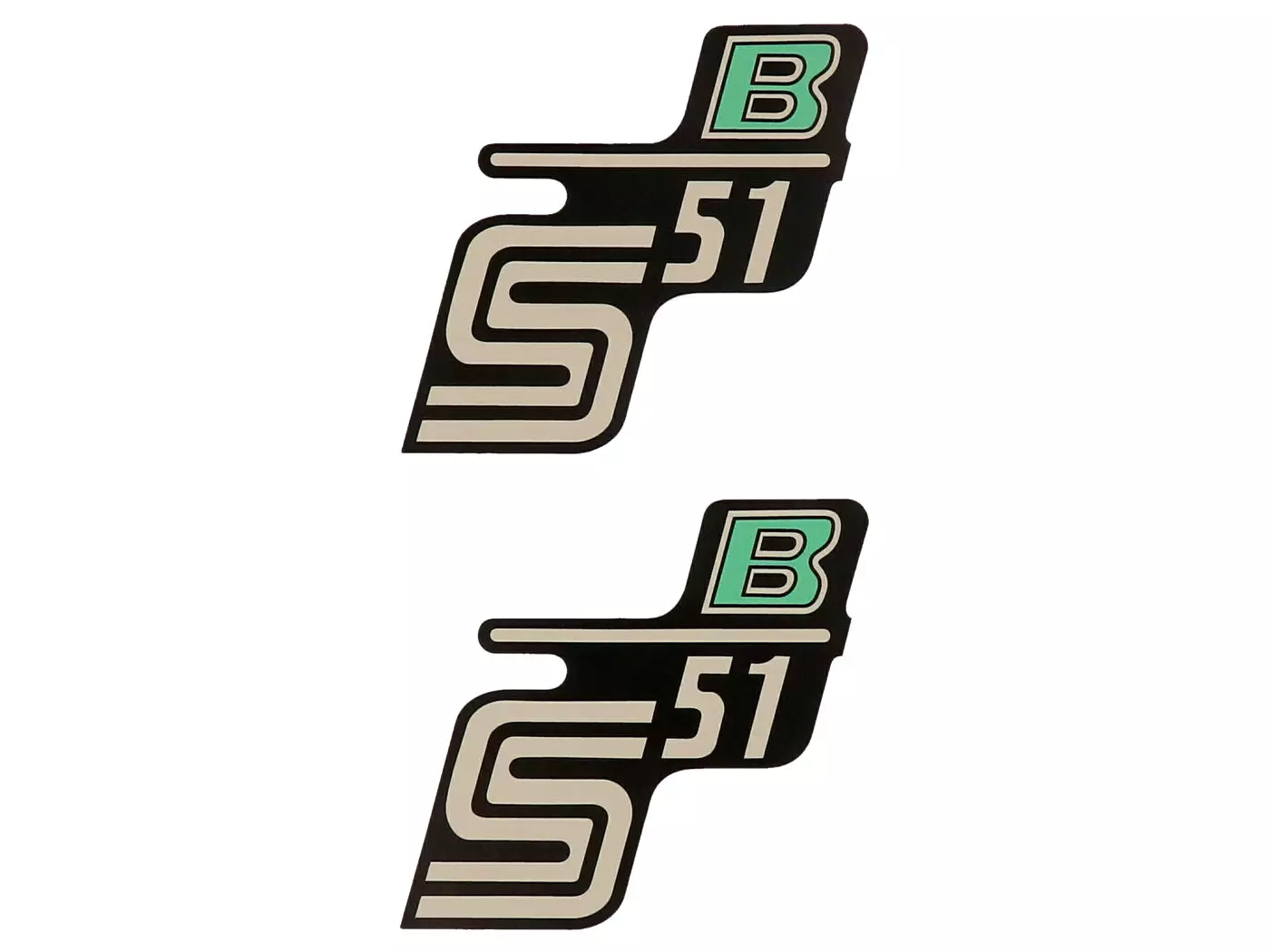 Logo Foil / Sticker S51 B Black-light-green 2 Pieces For Simson S51