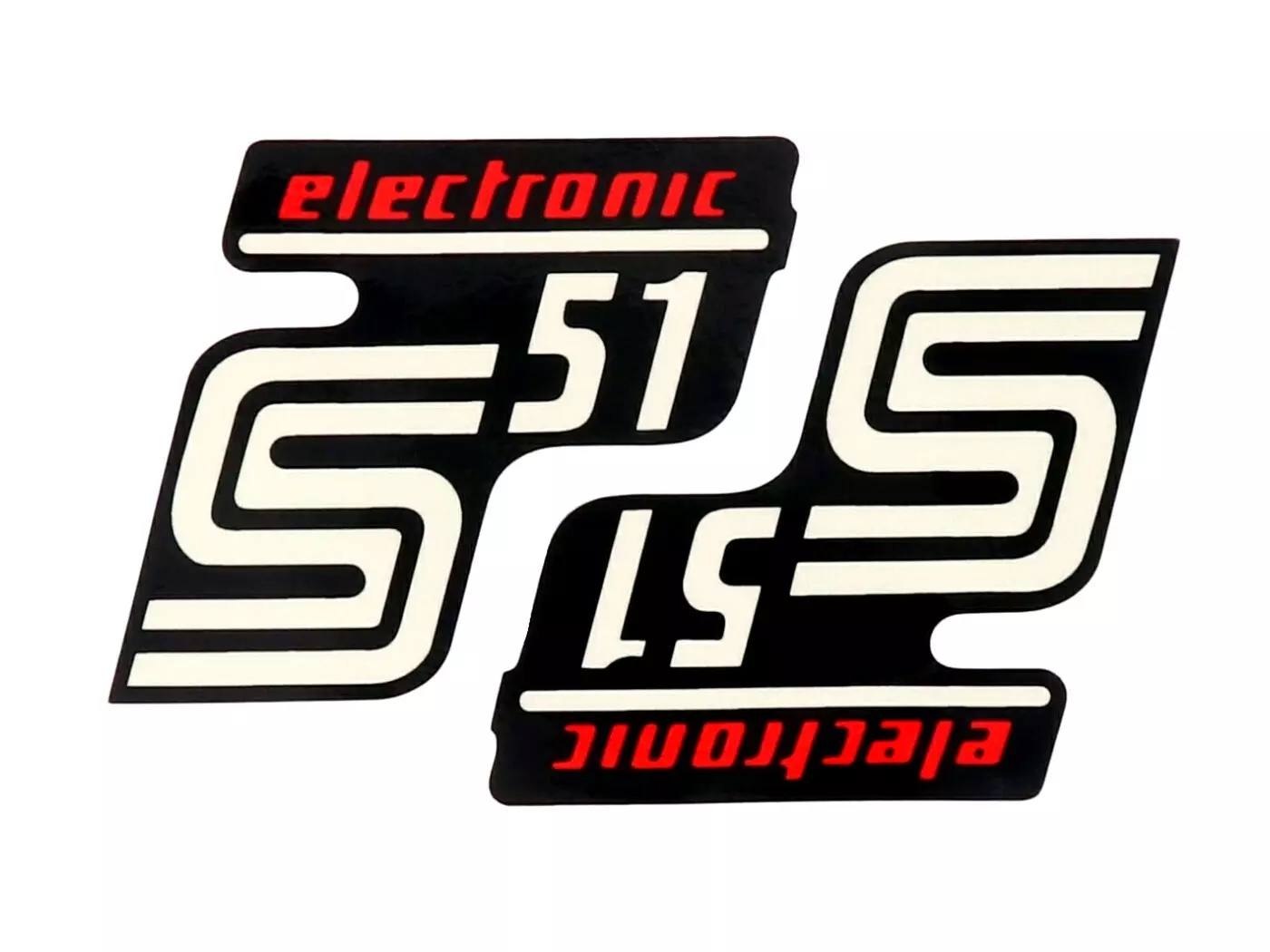 Logo Foil / Sticker S51 Elektronik Black-red 2 Pieces For Simson S51