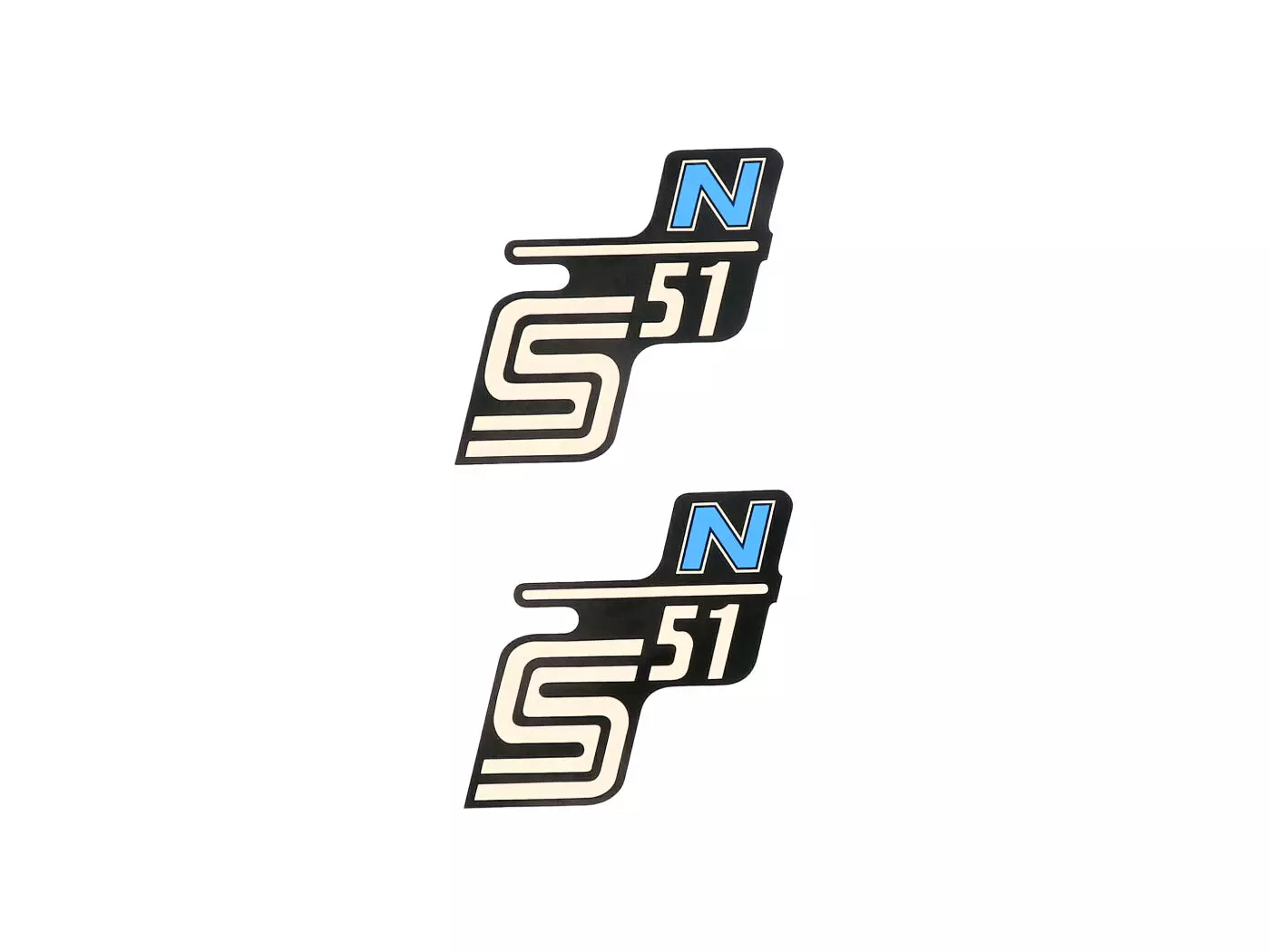 Logo Foil / Sticker S51 N Black-light-blue 2 Pieces For Simson S51N