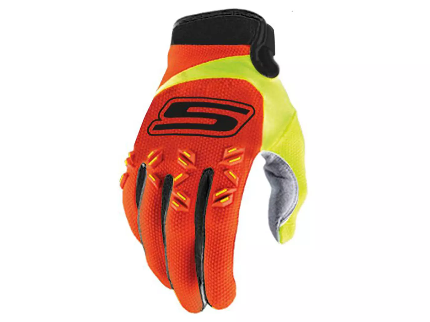 MX Gloves S-Line Homologated, Orange / Fluo Yellow - Size S