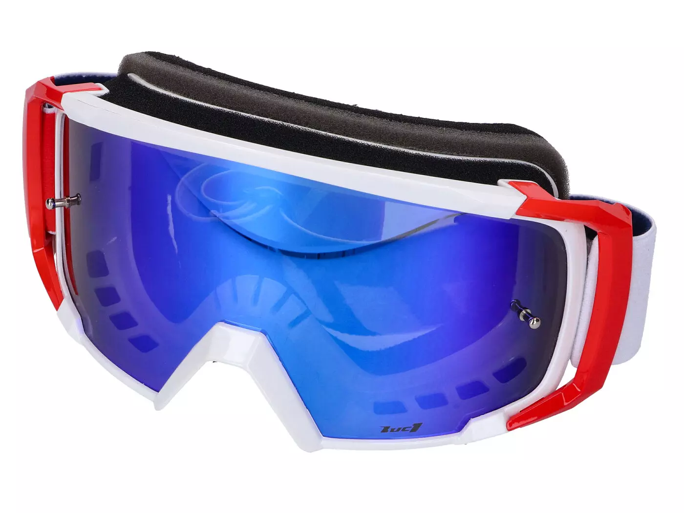 MX Goggle LUC1 Team White / Red - Iridium Blue