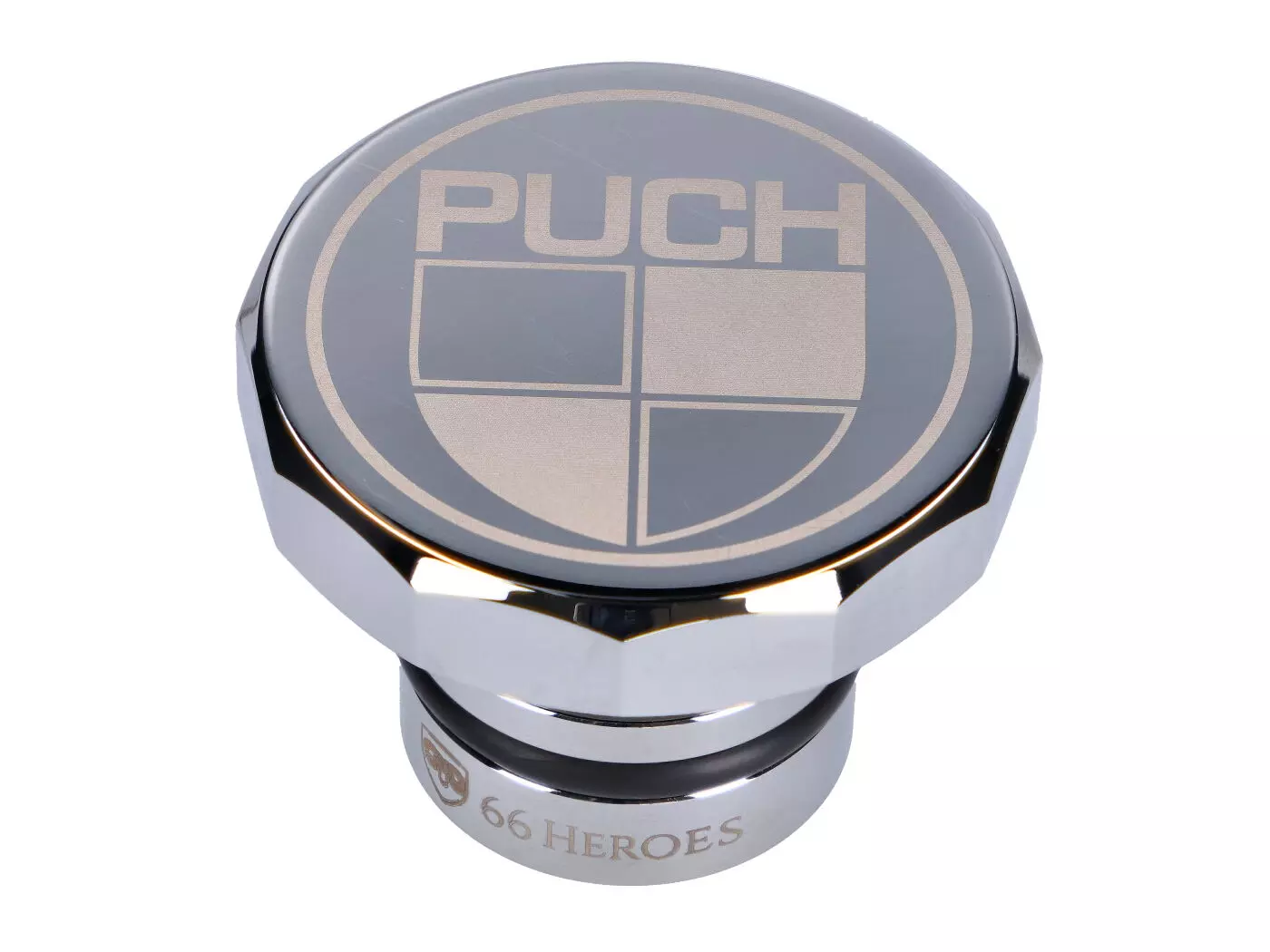 Gas Cap 66Heroes Aluminum Chromed W/ Puch Logo For Puch Maxi S, N