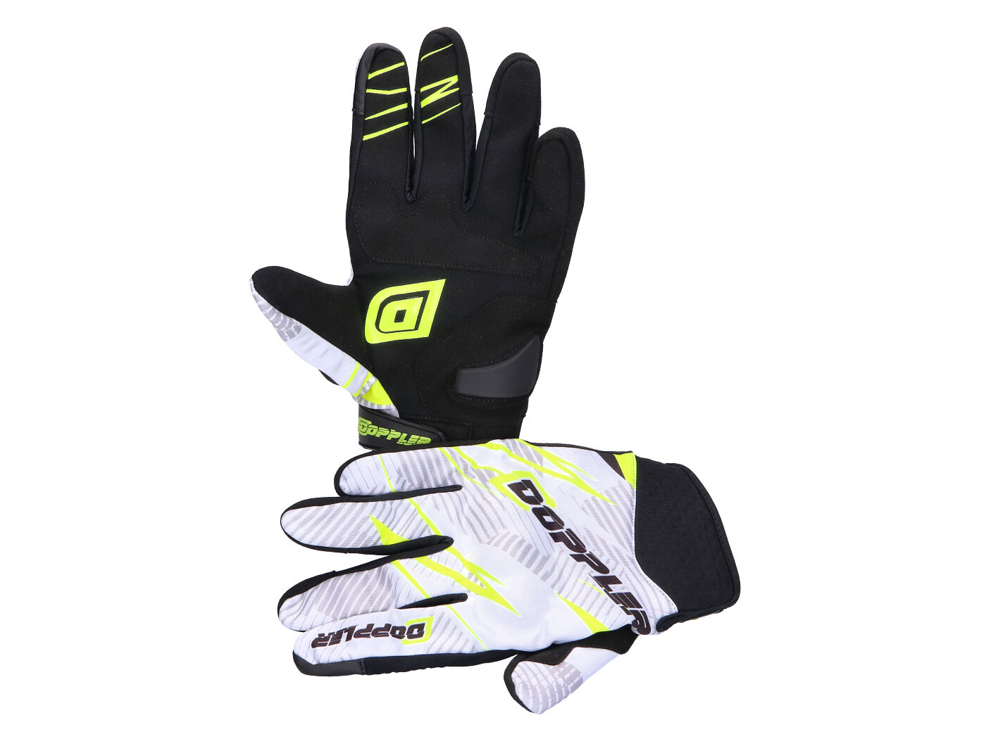 MX Gloves Doppler White / Neon Yellow - Size L (10)