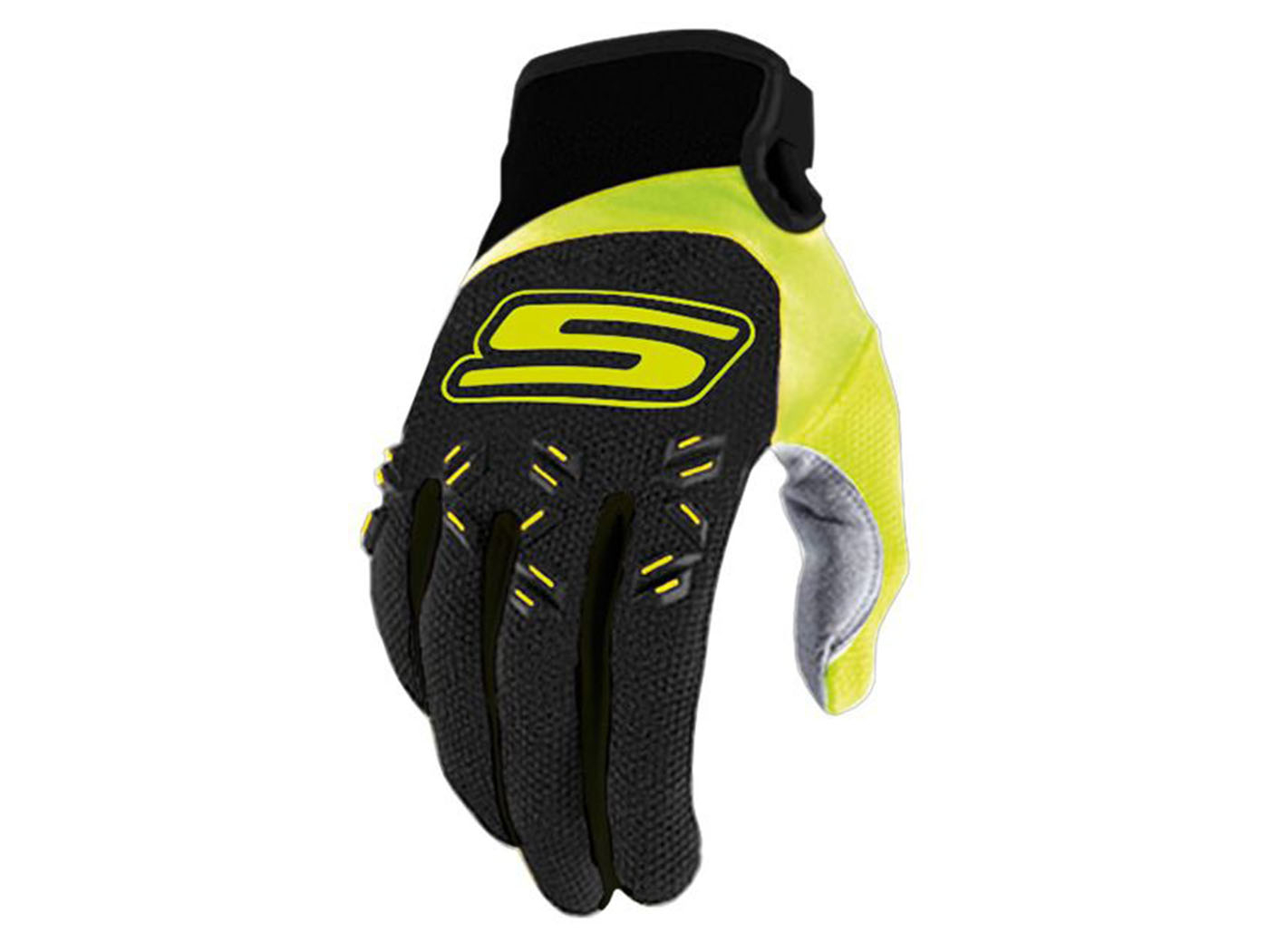 MX Gloves S-Line Homologated, Black / Fluo Yellow - Size M