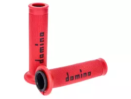 Handlebar Grip Set  Domino A010 On-Road Red / Black With Open Ends