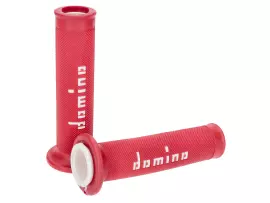 Handlebar Grip Set Domino A010 On-Road Red / White With Open Ends