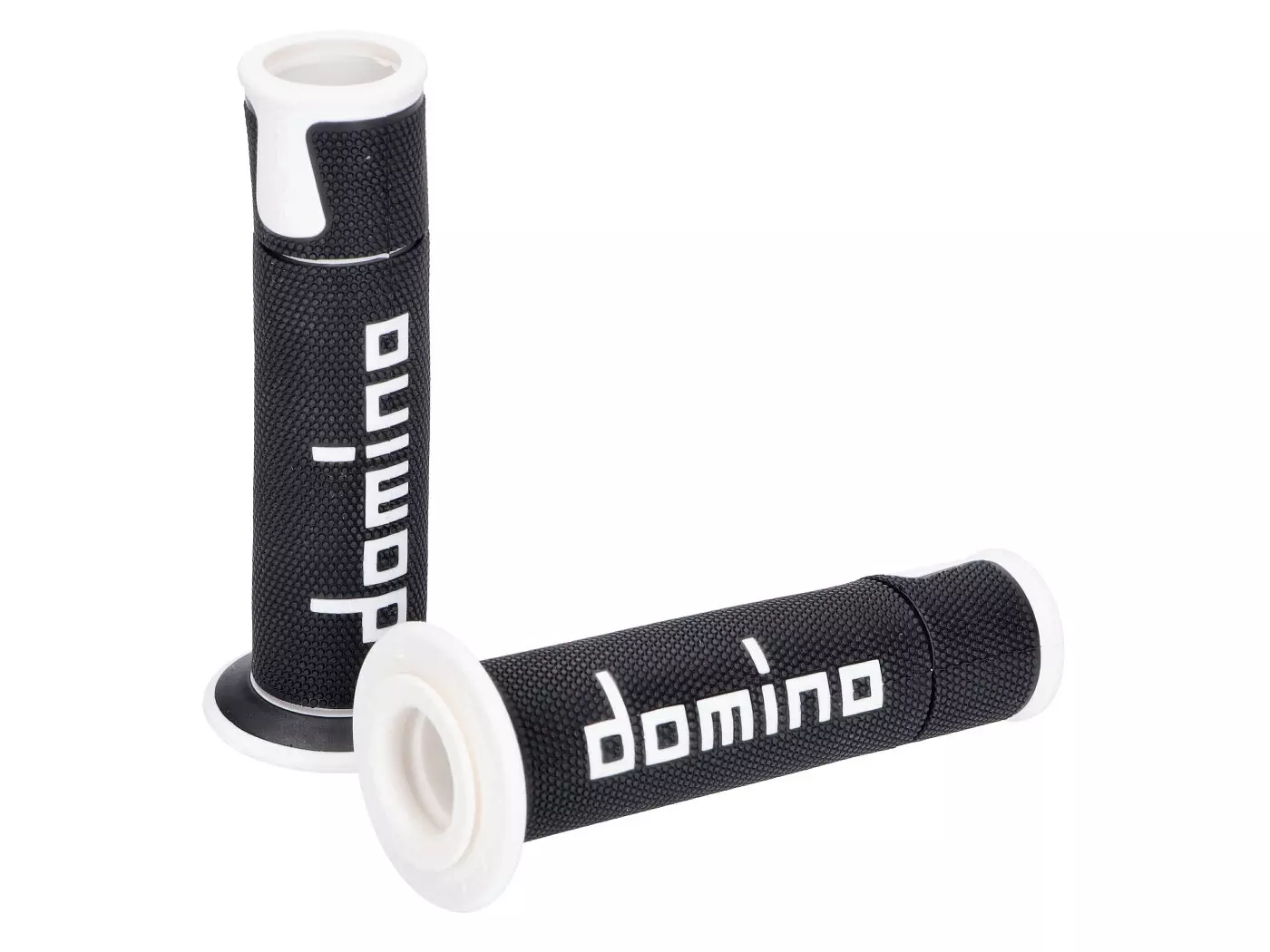 Handlebar Grip Set Domino A450 On-road Racing Black / White Open End Grips
