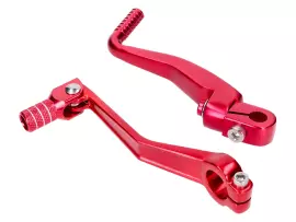 Gear Shift And Kickstart Lever Foldable, Anodized Aluminum, Red For Simson S50, S51, S53, S70, S83