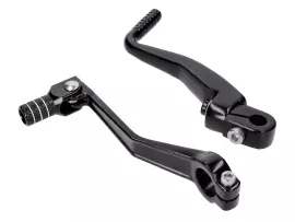 Gear Shift And Kickstart Lever Foldable, Anodized Aluminum, Black For Simson S50, S51, S53, S70, S83