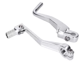 Gear Shift And Kickstart Lever Foldable, Anodized Aluminum, Silver For Simson S50, S51, S53, S70, S83