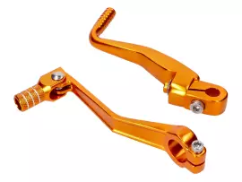 Gear Shift And Kickstart Lever Foldable, Anodized Aluminum, Golden For Simson S50, S51, S53, S70, S83