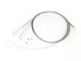 Inner Cable Set, Universal -BGM ORIGINAL Vespa, Lambretta- 2x Ø=1,9mm X 2100mm (pear Shape Nipple, Used As Clutch/front Brake Cable), 2x Ø=1,6mm X 2100mm (nipple Ø=5,5mm X 7mm, Used As Gear Change Cable), 1x Ø=1,2mm X 2500mm (nipple Ø=5,5mm X 7mm, Us