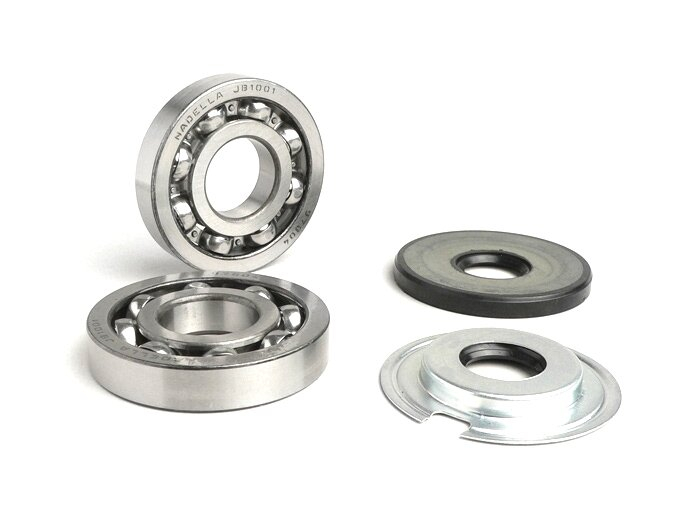 Bearing And Oil Seal Set For Crankshaft -BGM ORIGINAL- Vespa GL150 (VLA1T), Sprint150 (VLB1T), Sprint Veloce, GT125 (VNL2T), GTR125 (-1976), TS125 (VNL3T), VNA1T, VNA2T, VNB 1-6, VGL150 (VLA1T) A1, VBB 1-2, VL 1-3, VD1T, VD2T