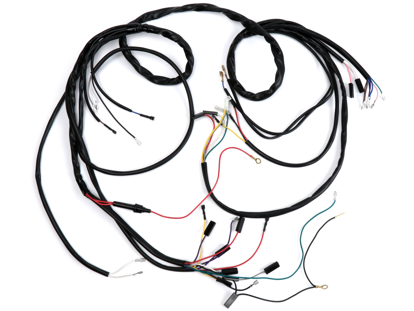 Wiring Loom -BGM ORIGINAL- Vespa P-range (-1984) (German Models), 1982-1984, 12V Electronic Ignition, With Voltage Regulator, With Battery, Stator Plate With 7-cables