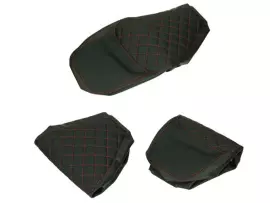 Seat Cover Diamond Quilted, Black / Red, Carbon Design For NIU NQ1 S
