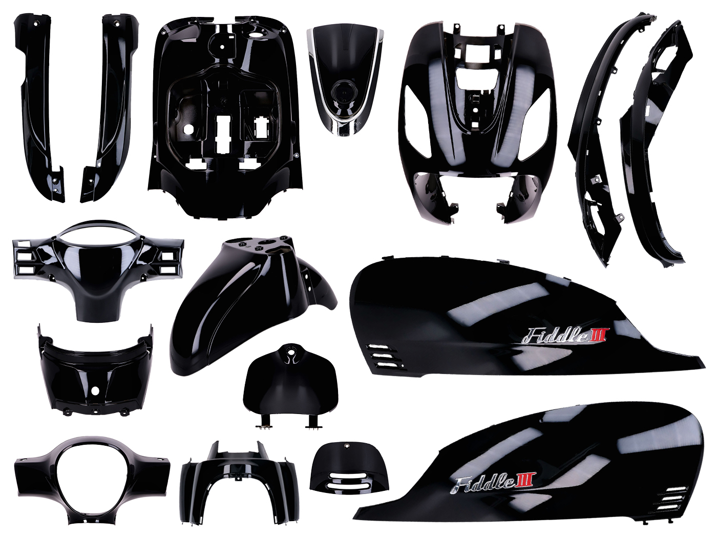 Fairing Kit Black Primed 16-piece For SYM Fiddle 3 Year 2014-2020