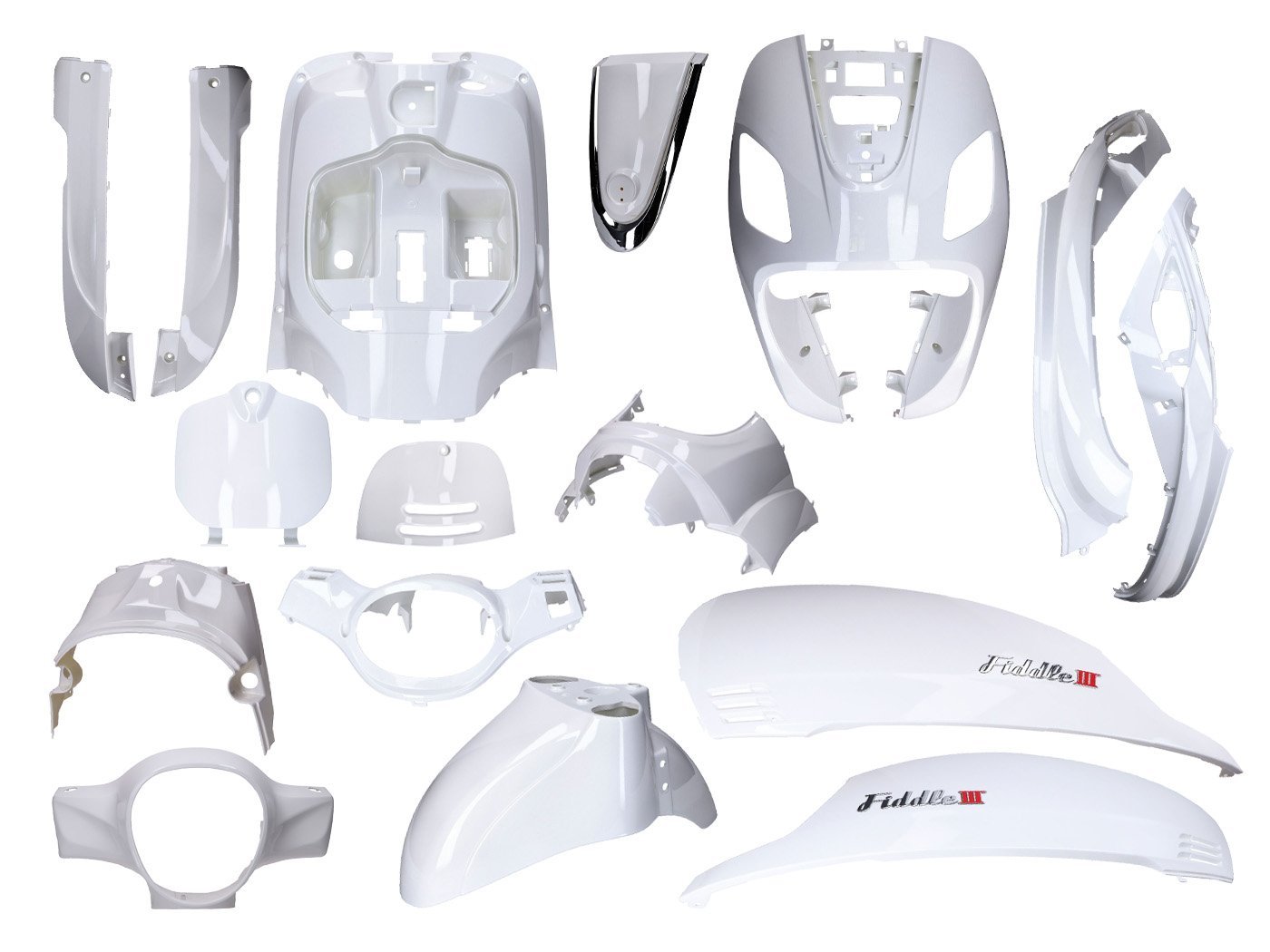 White Primed 16-piece Fairing Kit For Sym Fiddle 3 Year 2014-2020